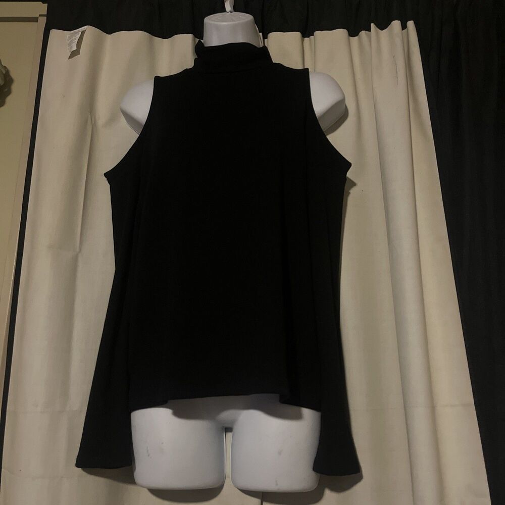 Gibson Look Cozy Cold Shoulder Top Solid Black Size XS NWT